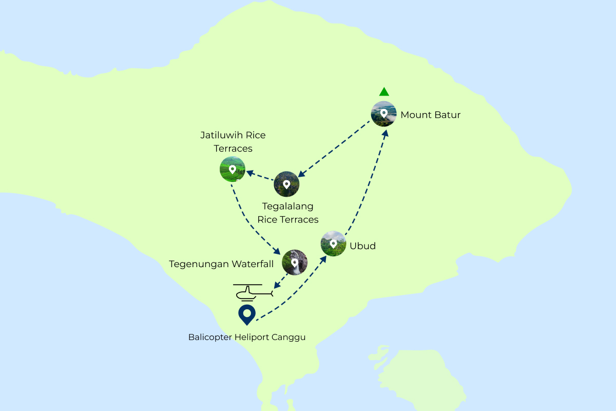 Route map: Volcanoes and Temples
